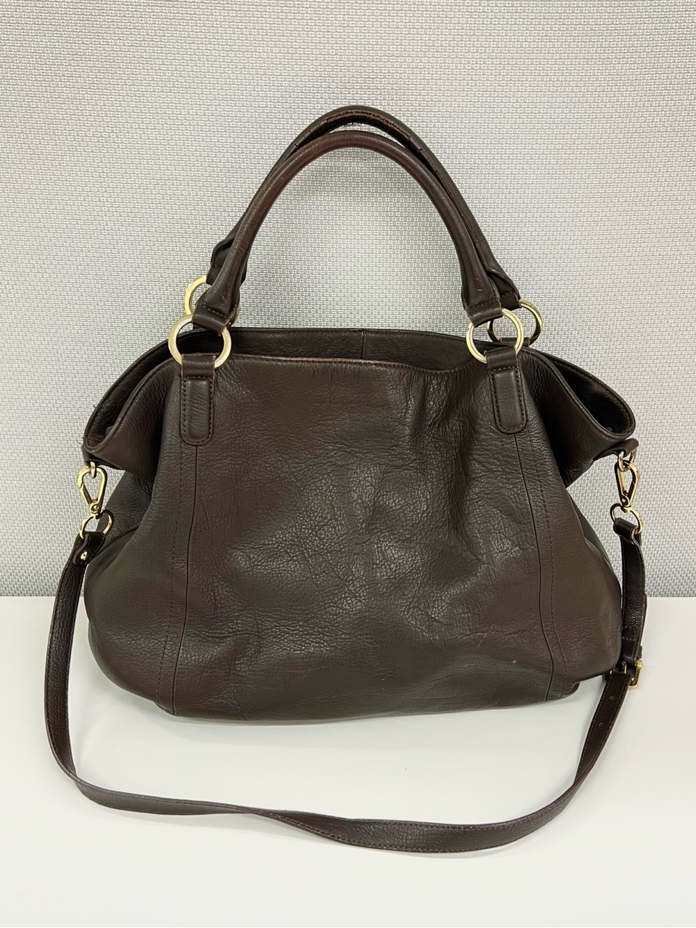 G.I.L.I Brown Leather Top Handle Shoulder Bag